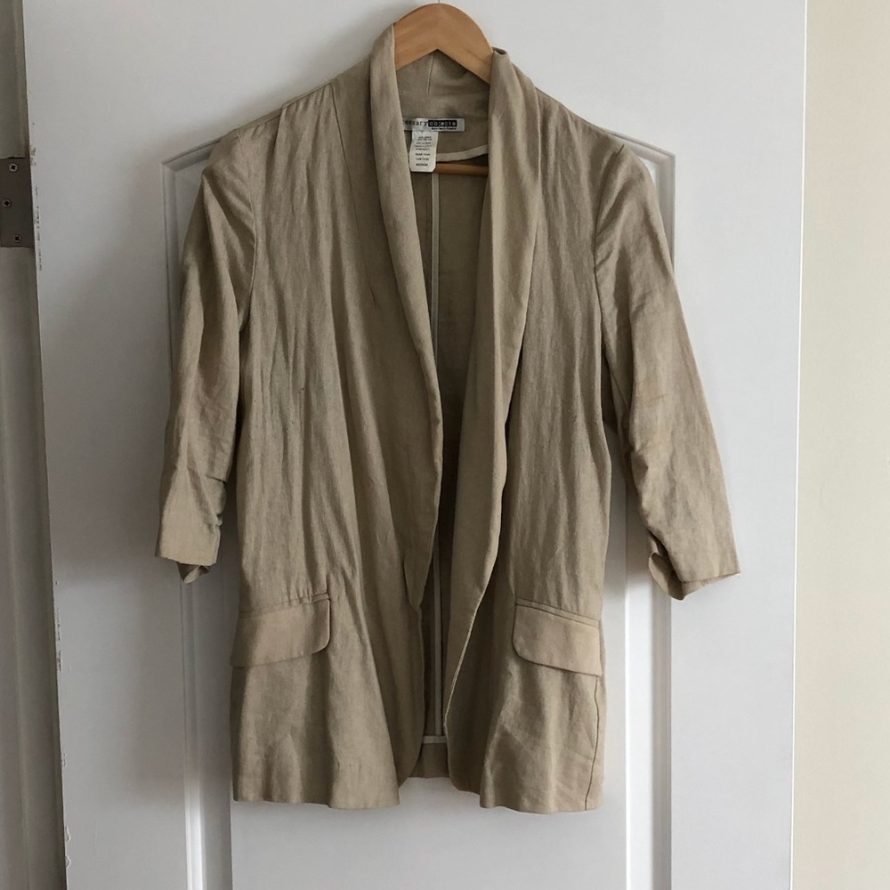 Necessary Objects tan linen blazer